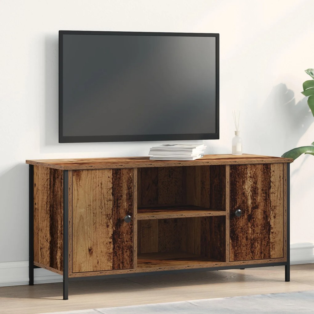 vidaXL Ντουλάπι τηλεόρασης από παλιό ξύλο 100x40x50 εκ Επεξεργασμένο ξύλο και Ατσάλι
