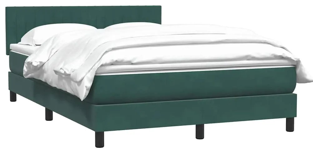 vidaXL Box Spring Κρεβάτι με στρώμα Σκούρο πράσινο 140x220cm Βελούδινο