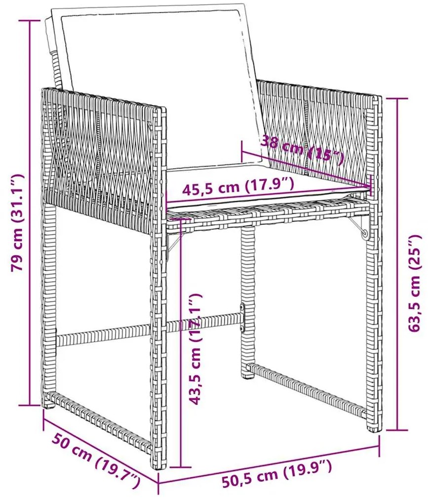 vidaXL Σετ Τραπεζαρίας Κήπου 9 τεμ Μαύρο από Συνθ. Ρατάν με Μαξιλάρια