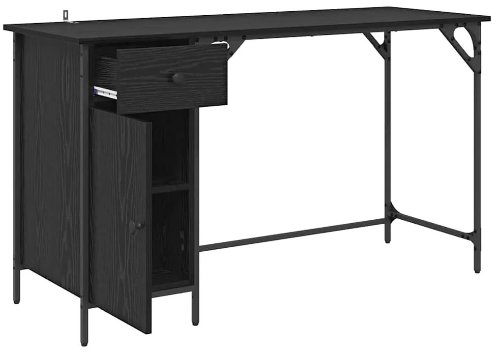 vidaXL Γραφείο Υπολογιστή με συρτάρι Μαύρη Οξυά 131 x 48 x 75 εκ.
