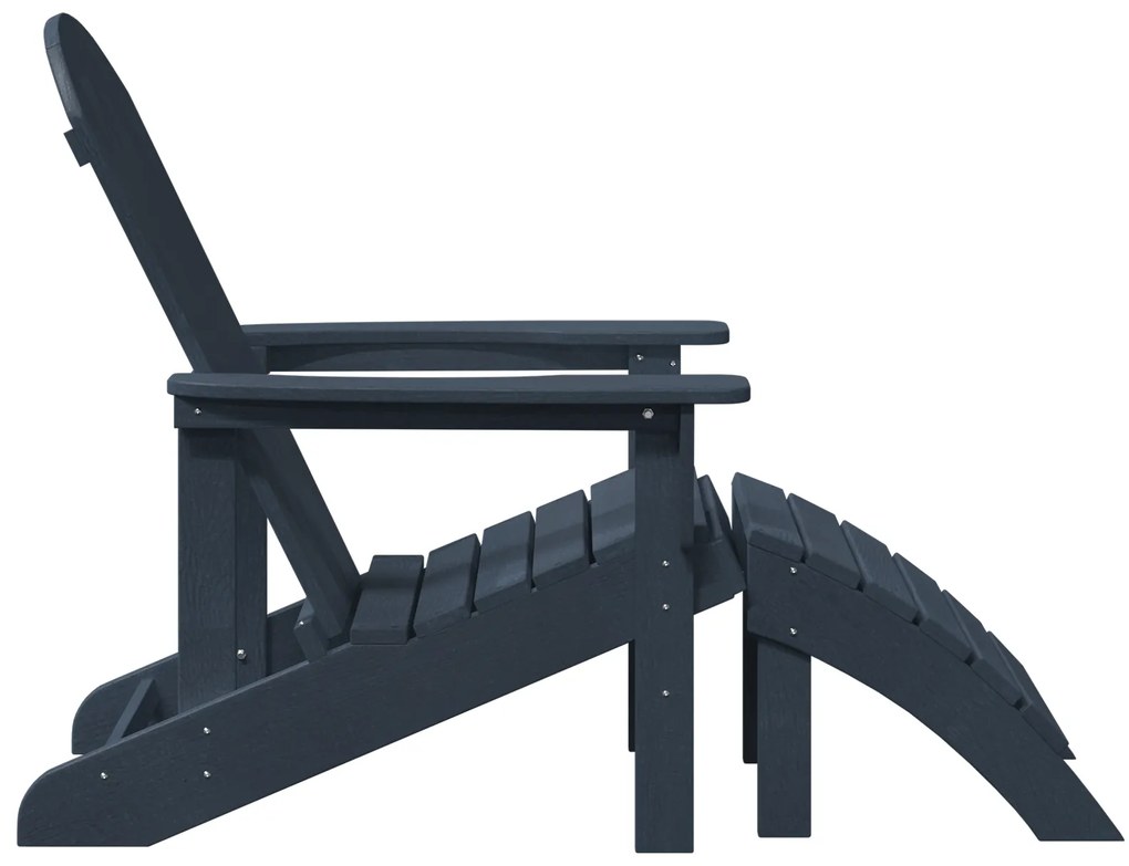 vidaXL Καρέκλα Adirondack με υποπόδιο ναυτικό μπλε HDPE