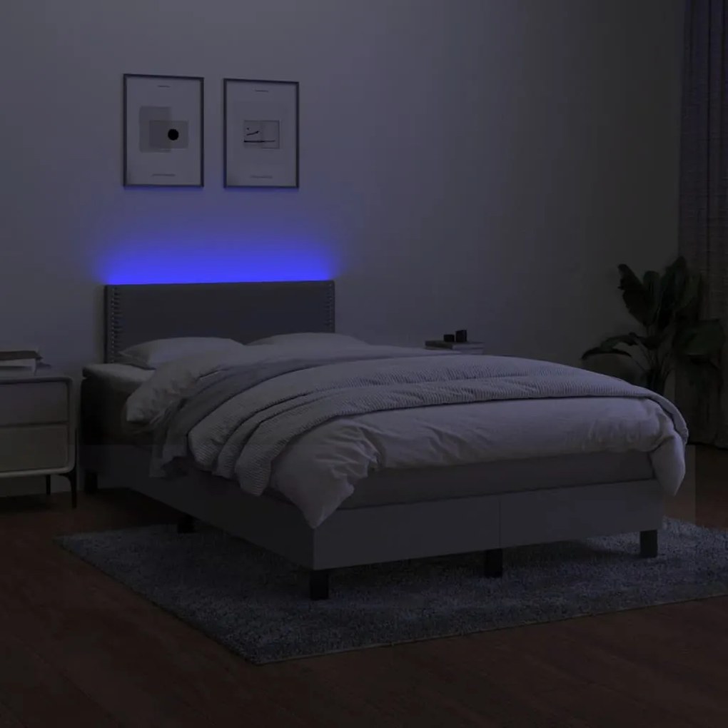 Κρεβάτι Boxspring με Στρώμα &amp; LED Αν.Γκρι 120x190εκ. Υφασμάτινο - Γκρι