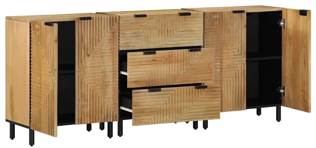 3 τεμαχίων Sideboards καφέ 60x33x75 cm μασίφ ξύλο Mango 3310005