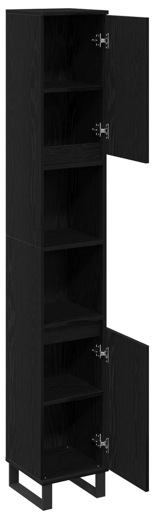 vidaXL αρμόδιος νιπτήρας μπάνιου  Μαύρο Δρυς 30x30x190 εκ Επεξεργασμένο ξύλο
