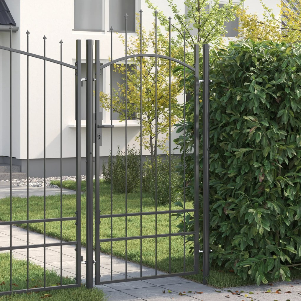 vidaXL Πύλη Κήπου με κλειδαριά Γκρι 200 x 100 cm 100 x 200 cm Ατσάλι