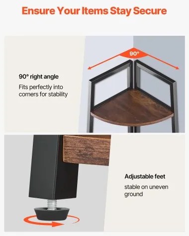 VEVOR 5 Tier Corner Shelf Tall Corner Bookshelf Plant Rack Wall Shelves Tower