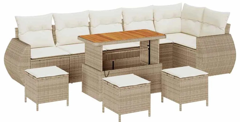 vidaXL Σετ Καναπέ Κήπου 10 pcs Μπεζ συνθετικό ρατάν