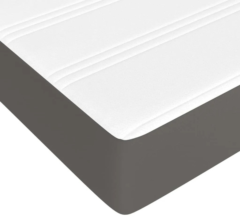 Κρεβάτι Boxspring με Στρώμα Γκρι 120x200εκ. από Συνθετικό Δέρμα - Γκρι