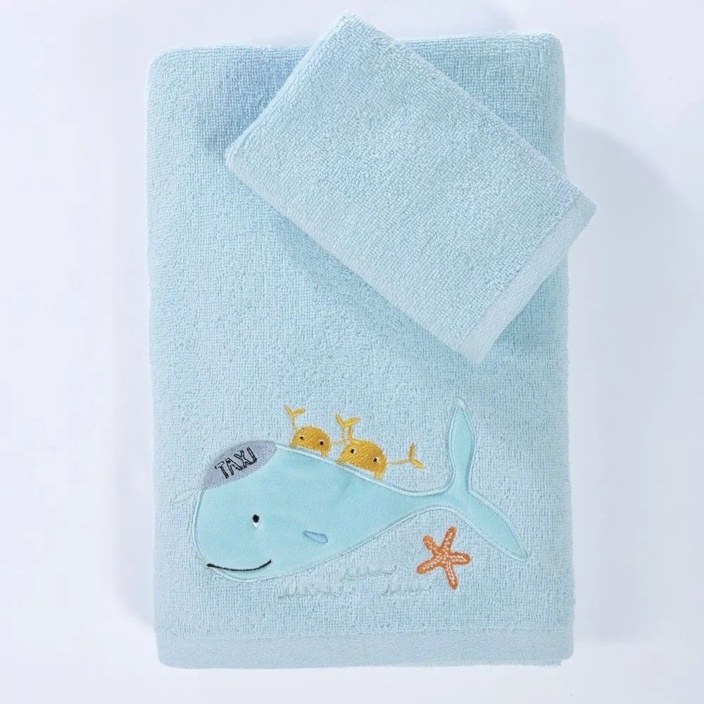 Πετσέτες Παιδικές Pacific (Σετ 2τμχ) Aqua Nef-Nef Homeware Σετ Πετσέτες 70x140cm 100% Cotton
