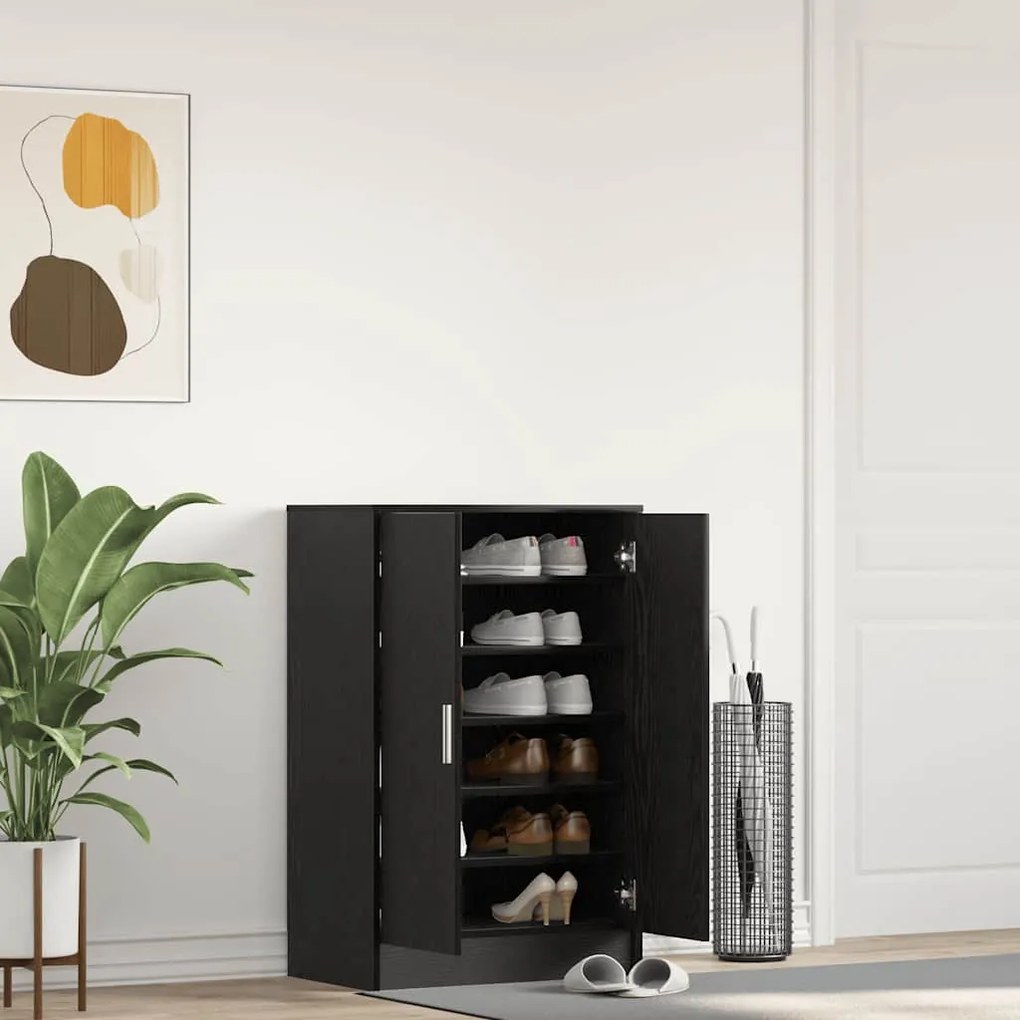 vidaXL Παπουτσοθήκη Μαύρη βελανιδιά 60x35x92 εκ. Επεξεργασμένο Ξύλο