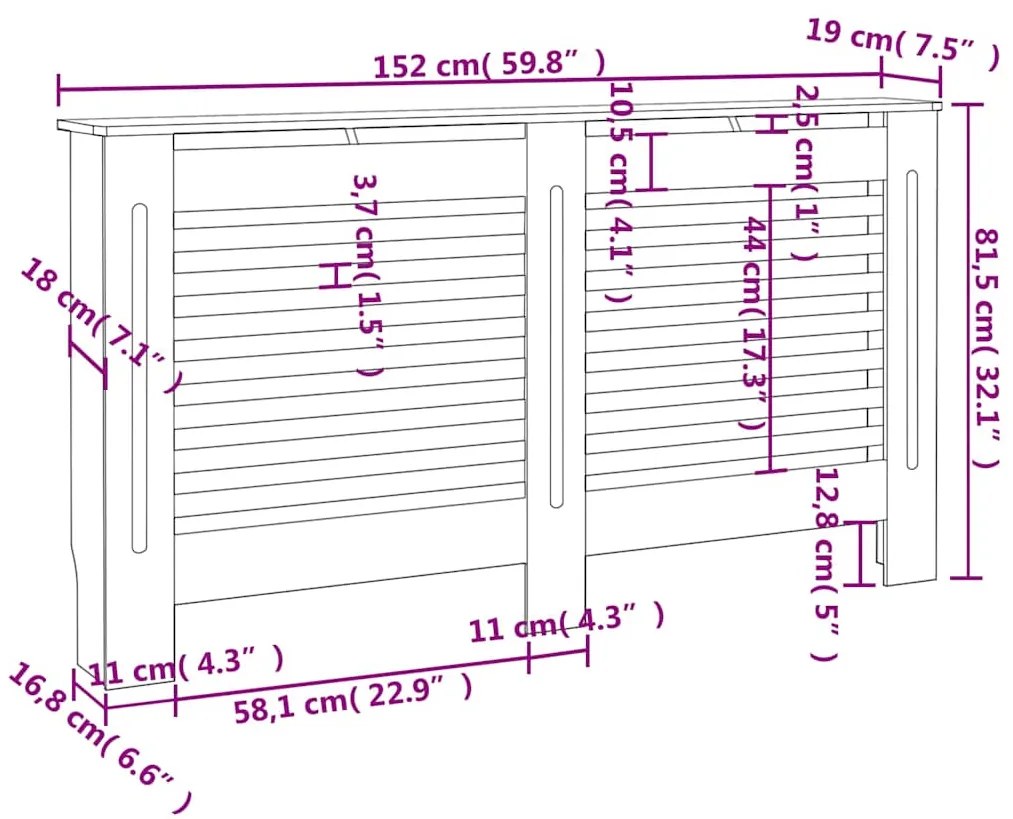 ΚΑΛΥΜΜΑ ΚΑΛΟΡΙΦΕΡ ΛΕΥΚΟ 152 X 19 X 81,5 ΕΚ. ΑΠΟ MDF 284321