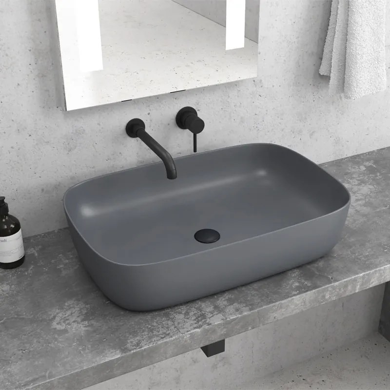 KARAG  MILOS Νιπτήρας επικαθήμενος Grey Matt LT 2143-PMDG KARAG 60x39x14,5cm KARAG-5206836049595