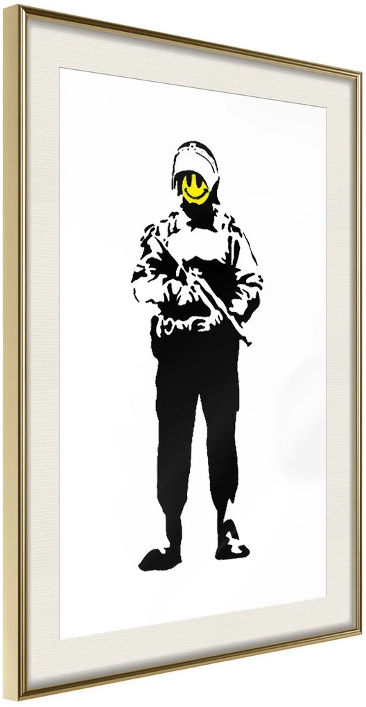 Αφίσα - Banksy: Smiling Copper - 20x30 - Χρυσό - Με πασπαρτού