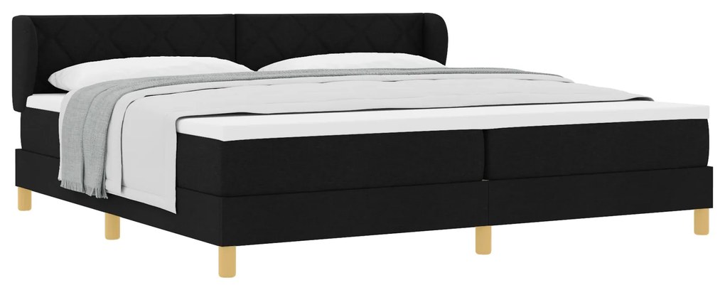 vidaXL κρεβάτι Box Spring με στρώμα - Μαύρο, 200x200 εκ, Υφασμάτινο