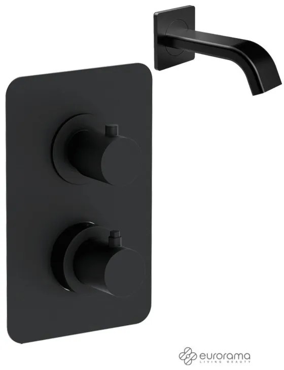 Eurorama Black matt Στόμιο+Thermo TONDA Θερμοστατικός μίκτης εντοιχισμού