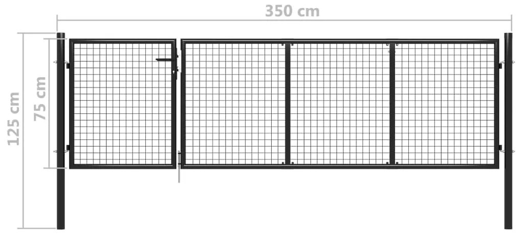 vidaXL Πόρτα Περίφραξης Κήπου Ανθρακί 350 x 75 εκ. Ατσάλινη