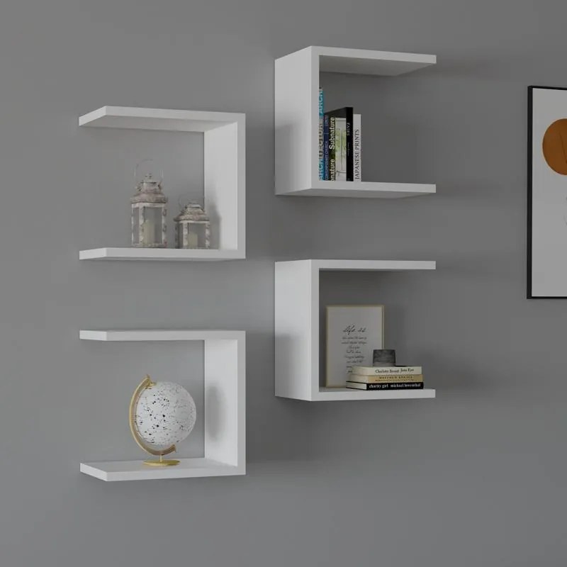 Ραφιέρα τοίχου Perari 4 τεμ. λευκό 30x19,6x30 εκ. 30x19.6x30 εκ.