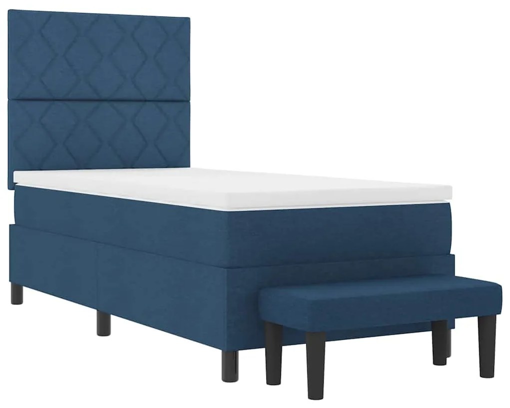 vidaXL Κρεβάτι με ελατήρια με στρώμα Μπλε 90 x 200 cm ύφασμα