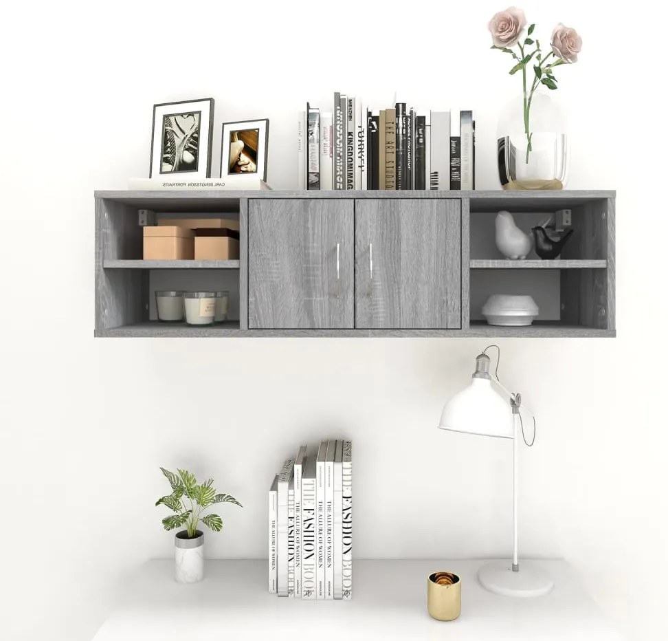 vidaXL Ραφιέρα Τοίχου Γκρι Sonoma 102x30x29 εκ. Επεξεργασμένο Ξύλο