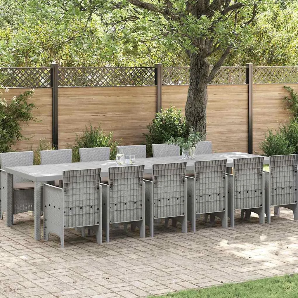 vidaXL Σέτ φαγητού για κήπο 13 pcs Ανοιχτό γκρι Rattan Polt