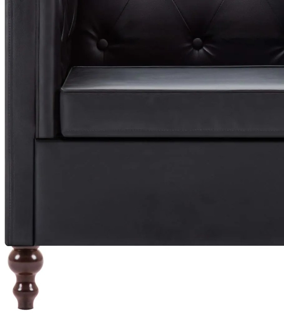 vidaXL Καναπές Διθέσιος Chesterfield Μαύρος από Συνθετικό Δέρμα