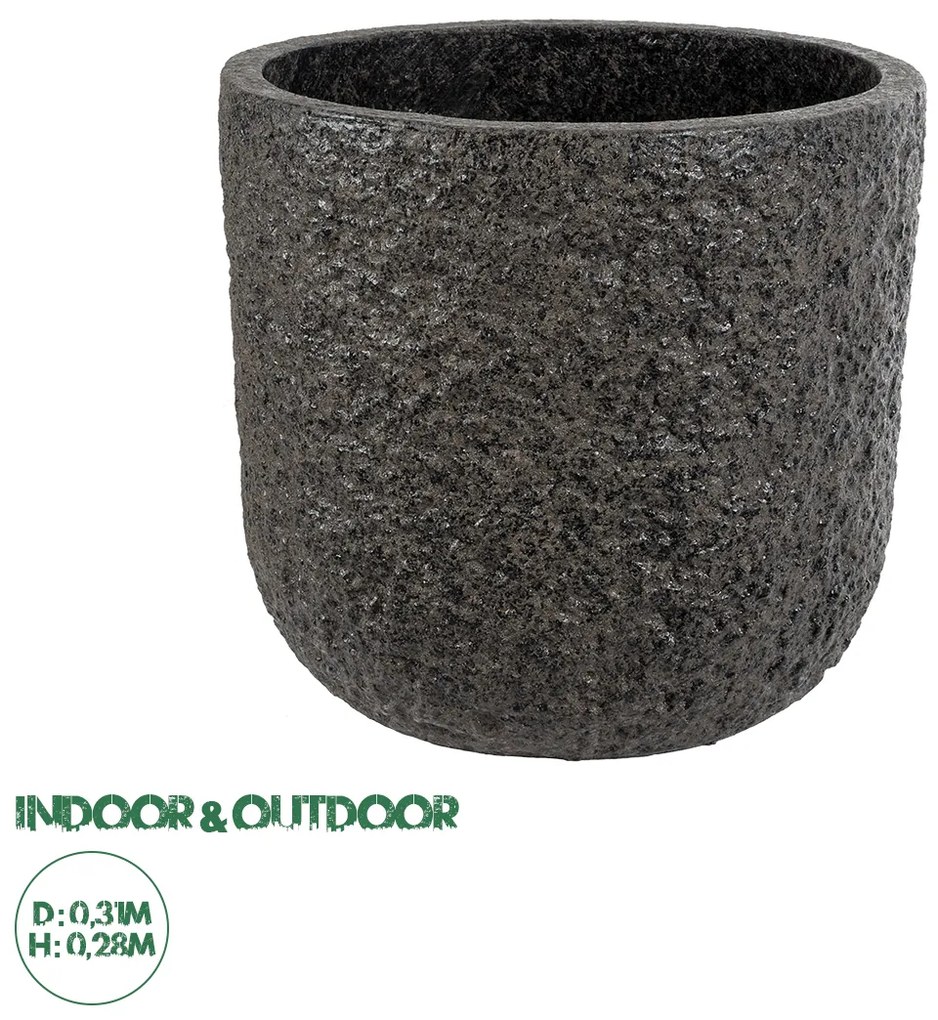 20756 GloboStar® Artificial Garden LUCCA 20756 Επιδαπέδιο Πολυεστερικό Τσιμεντένιο Κασπώ Γλάστρα - Flower Pot Καφέ Φ31 x Υ28cm