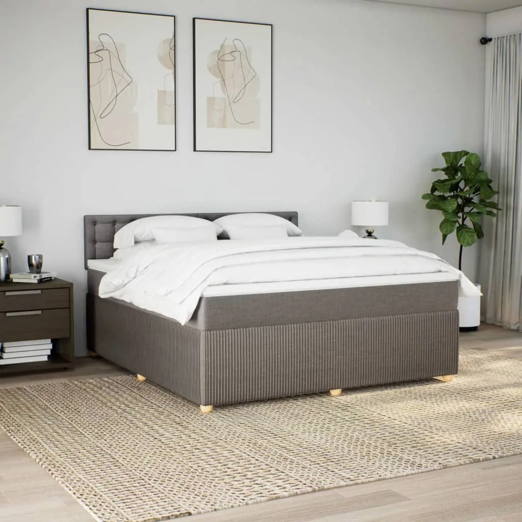 vidaXL Κρεβάτι Boxspring με Στρώμα Taupe 180x200 εκ. Υφασμάτινο