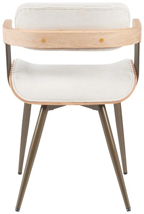Πολυθρόνα Cameo pakoworld μέταλλο μπρονζέ-white-wash ξύλο-μπέζ ύφασμα 53x49.5x75.5εκ