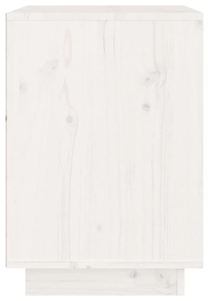 Κομοδίνα 2 τεμ. Λευκά 40 x 35 x 50 εκ. από Μασίφ Ξύλο Πεύκου - Λευκό