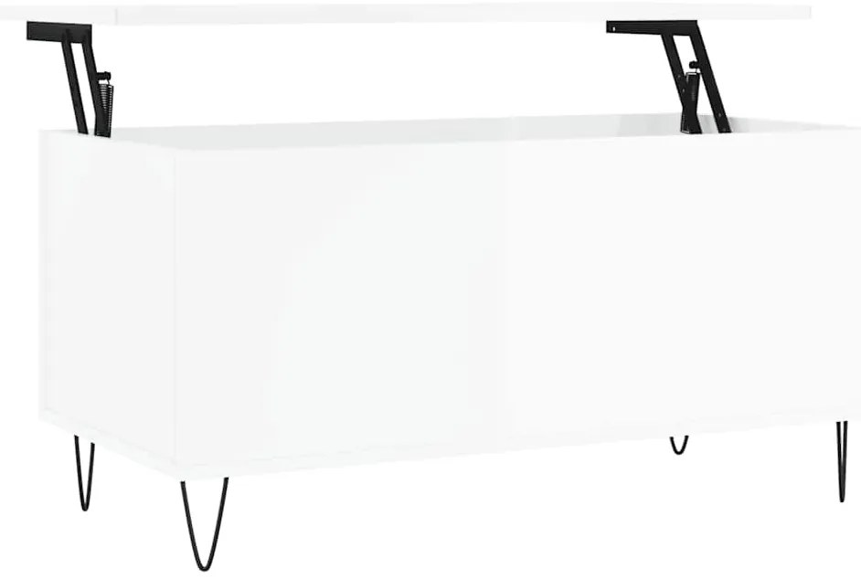 vidaXL Τραπεζάκι Σαλονιού Γυαλ. Λευκό 90x44,5x45 εκ. Επεξεργ. Ξύλο