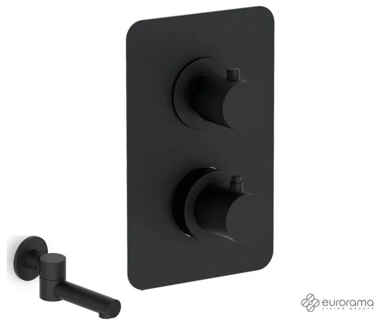 Eurorama Black matt Στόμιο+Thermo TONDA Θερμοστατικός μίκτης εντοιχισμού