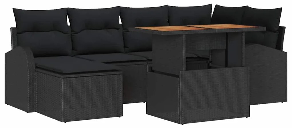 vidaXL Σετ Καναπέ Κήπου με αποθήκευση 7 pcs Μαύρο Πολυ ράταν