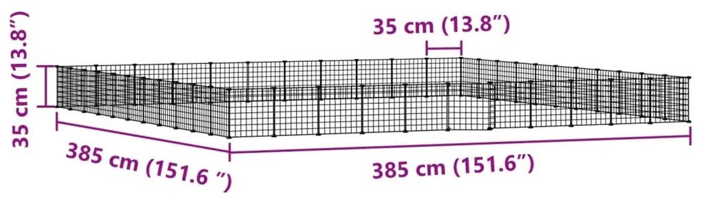 vidaXL Κλουβί Κατοικίδιων με 44 Πάνελ + Πόρτα Μαύρο 35 x 35εκ Ατσάλινο