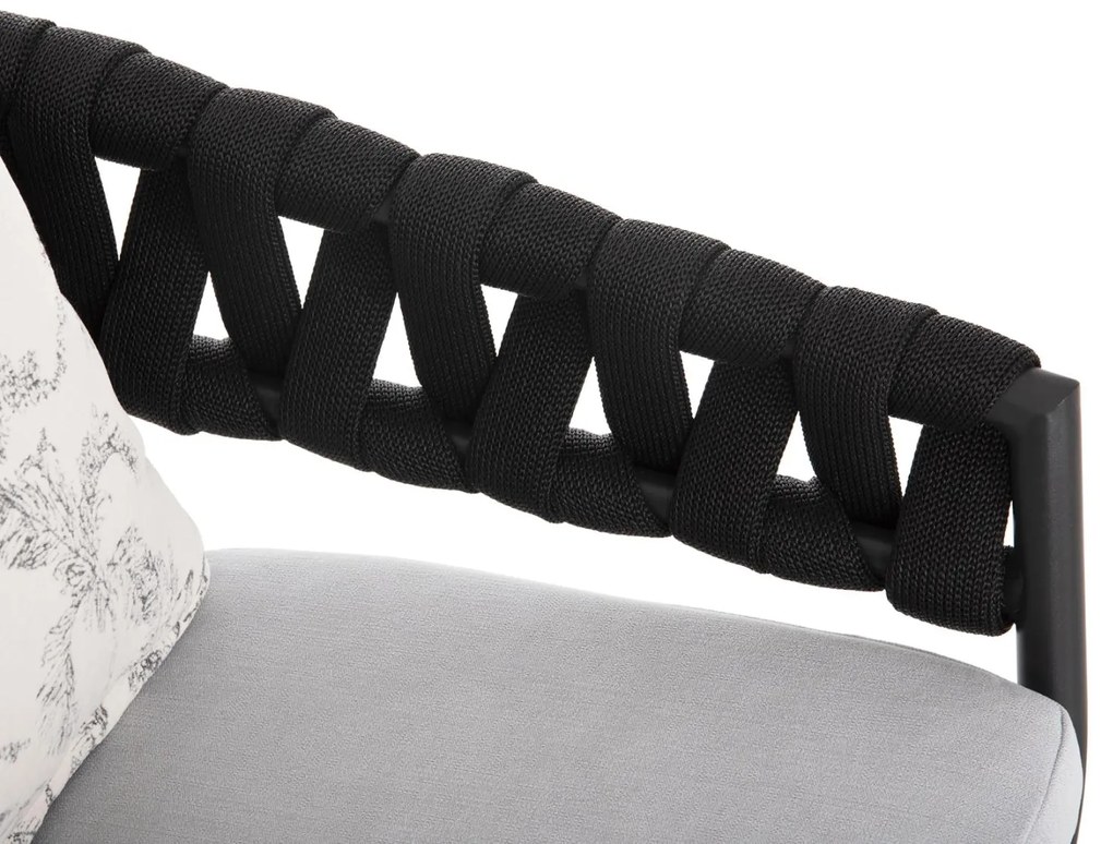 Καρέκλα - Πολυθρόνα CAMDEN C6141.01 Ανθρακί Αλουμινίου με Εκρού Μαξιλάρια σε Σχέδιο Print 56x60x72-87Υεκ. 56x60x87 εκ.