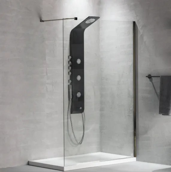 Devon Iwis Walk-in Inox 304 Διαχωριστικό Κρύσταλλο Ντουζιέρας Με Inox Brushed Βραχίονα 117-119 εκ. - ύψος 200 εκ.