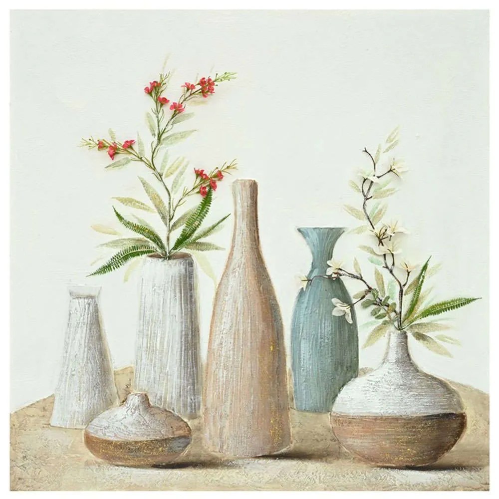 Πίνακας Καμβάς Vase 296-000018 100x3x100cm Multi Inart Τετράγωνοι Canvas