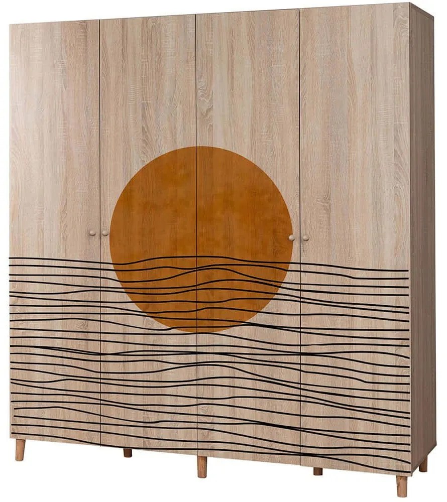 Ντουλάπα Τετράφυλλη Loni 869VEL8698 180x52x192cm Multi Four Door
