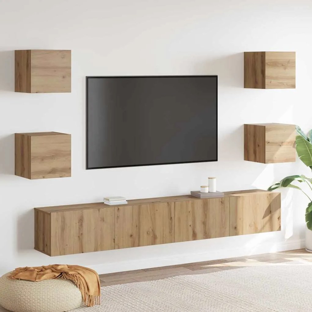 vidaXL Ντουλάπι TV 6 pcs Καφέ 200 x 30 x 30 cm Επεξεργασμένο ξύλο
