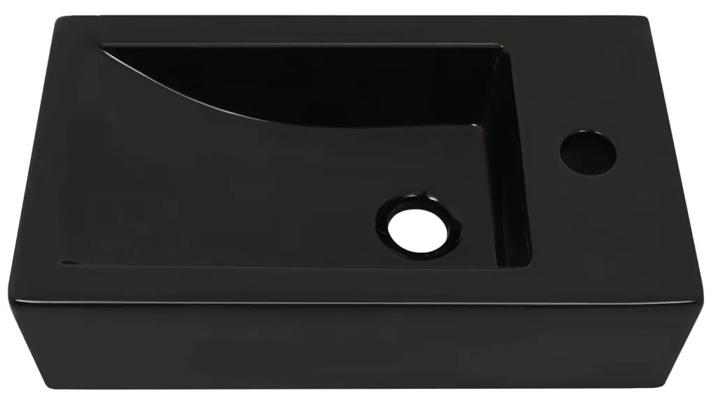 vidaXL Νιπτήρας Ορθογώνιος Οπή Βρύσης Μαύρος 46x25,5x12 εκ. Κεραμικός