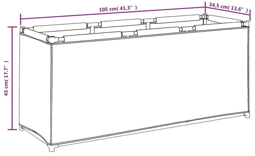 Κουτί Αποθήκευσης Μαύρο 105 x 34,5 x 45 εκ. Υφασμάτινο - Μαύρο