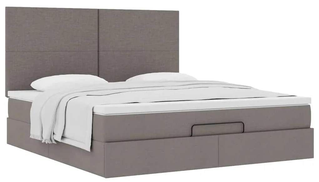 vidaXL Οθωμανικό κρεβάτι με στρώμα Taupe 160x200cm ύφασμα