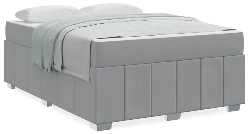 vidaXL Σκελετός Κρεβατιού Ανοιχτό γκρι 140 x 200 cm ύφασμα