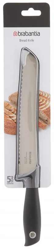 Μαχαίρι ψωμιού Brabantia Tasty+ 1001162, 20 cm, Σκληρυμένος χάλυβας, Ανθεκτικό σε γρατζουνιές και διάβρωση, Σκούρο γκρι