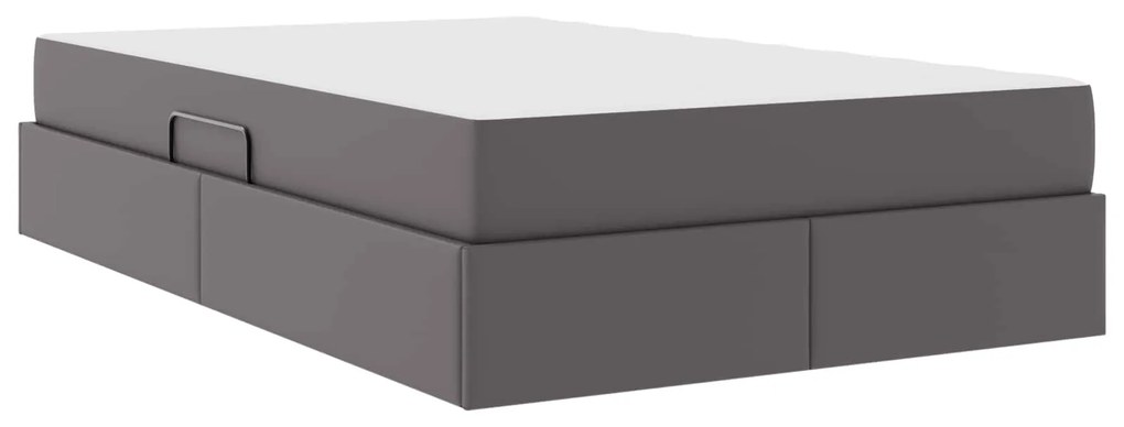 vidaXL Κρεβάτι με αποθηκευτικό χώρο και στρώμα 2 pcs Γκρι Δέρμα