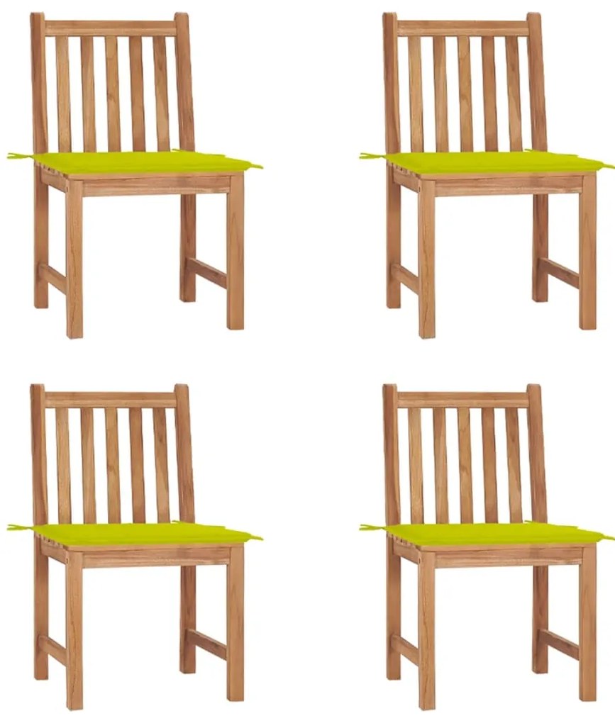 3073099 vidaXL Καρέκλες Κήπου 4 τεμ. από Μασίφ Ξύλο Teak με Μαξιλάρια Πράσινο, 1 Τεμάχιο