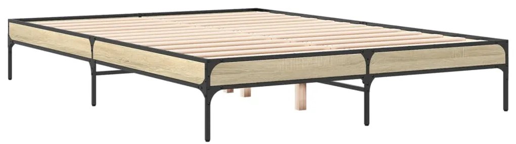vidaXL Πλαίσιο Κρεβατιού Sonoma Δρυς 160x200 εκ. Επεξ. Ξύλο &amp; Μέταλλο