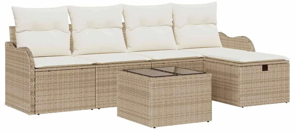 vidaXL Σετ Καναπέ Κήπου 6 pcs Μπεζ και Κρέμα συνθετικό ρατάν