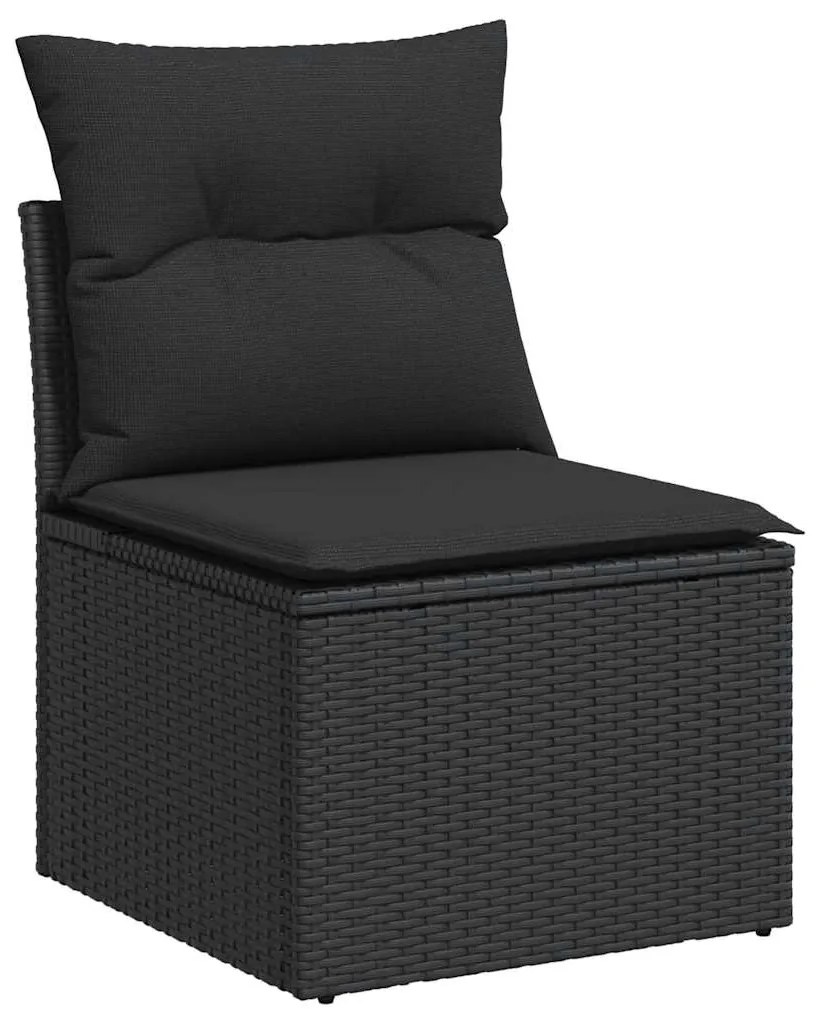 vidaXL Καρέκλα Κήπου Χωρίς Μπράτσα με Μαξιλάρια από Μαύρη Συνθετική Ρατάν