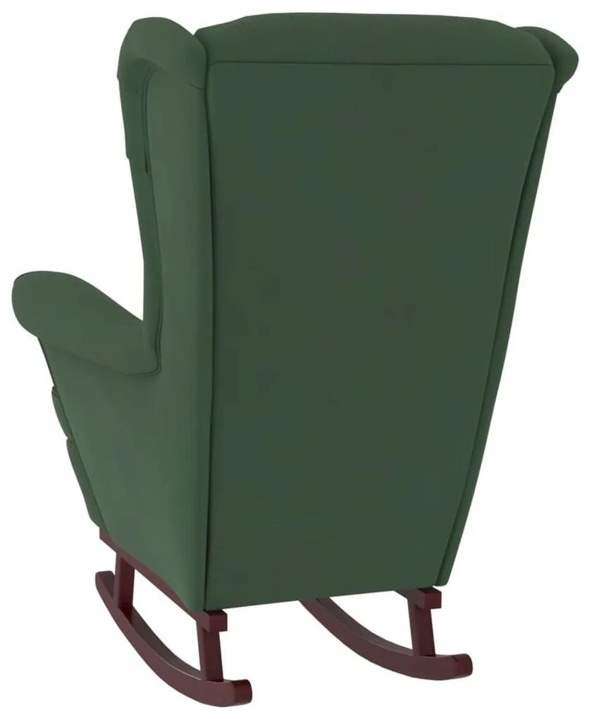 Κουνιστή Πολυθρόνα Σκ. Πράσινο Βελούδο &amp; Πόδια Καουτσούκ/Ξύλο - Πράσινο
