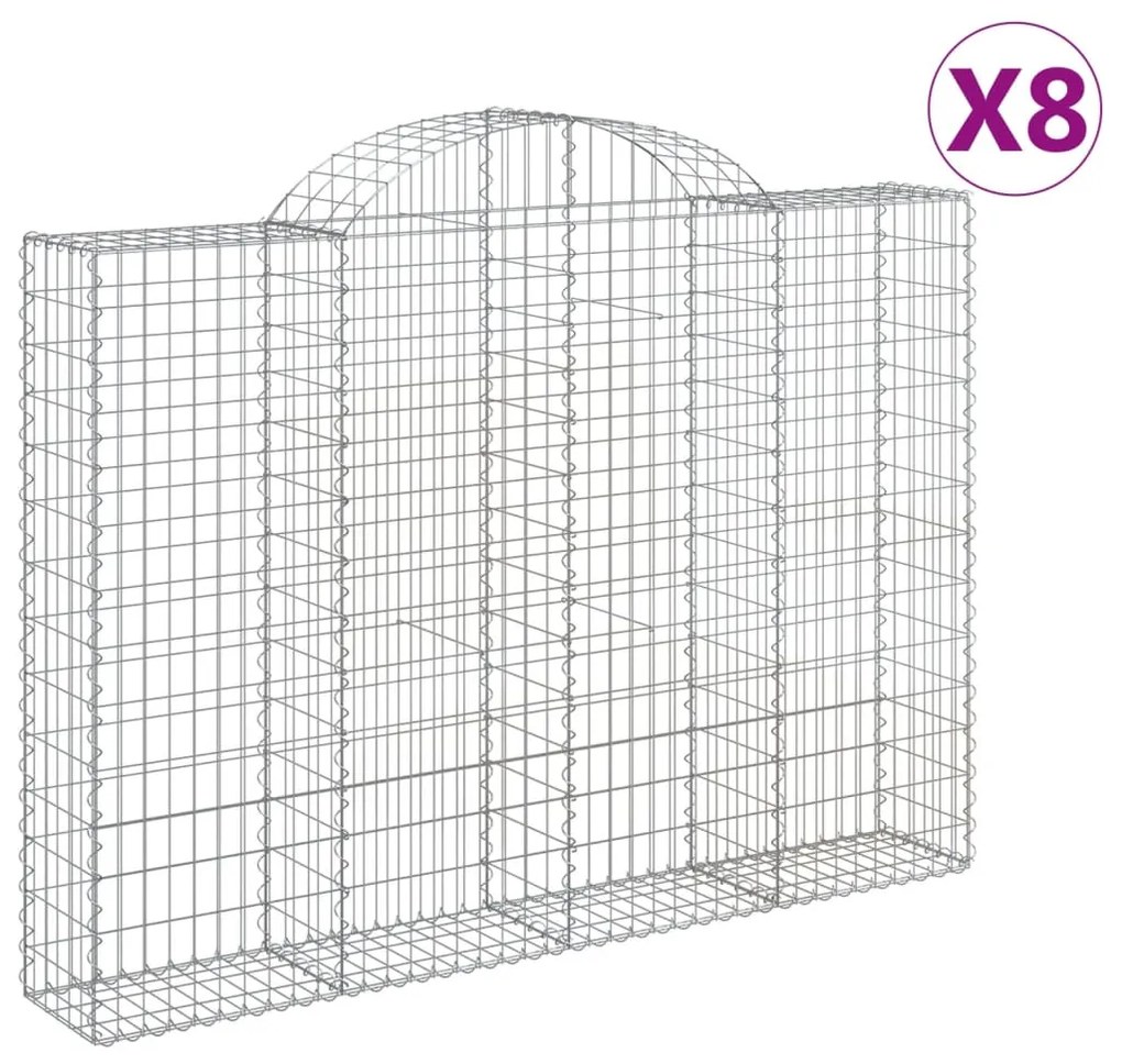 vidaXL Συρματοκιβώτια Τοξωτά 8 τεμ. 200x30x140/160 εκ. Γαλβαν. Ατσάλι